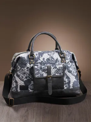 Mona B Large Kilim Inspired Duffel bag for Women Grey