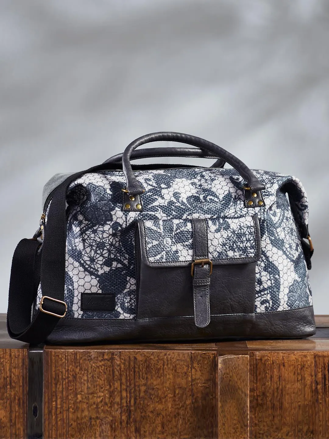 Mona B Large Kilim Inspired Duffel bag for Women Grey