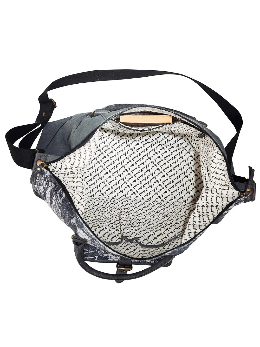 Mona B Large Kilim Inspired Duffel bag for Women Grey