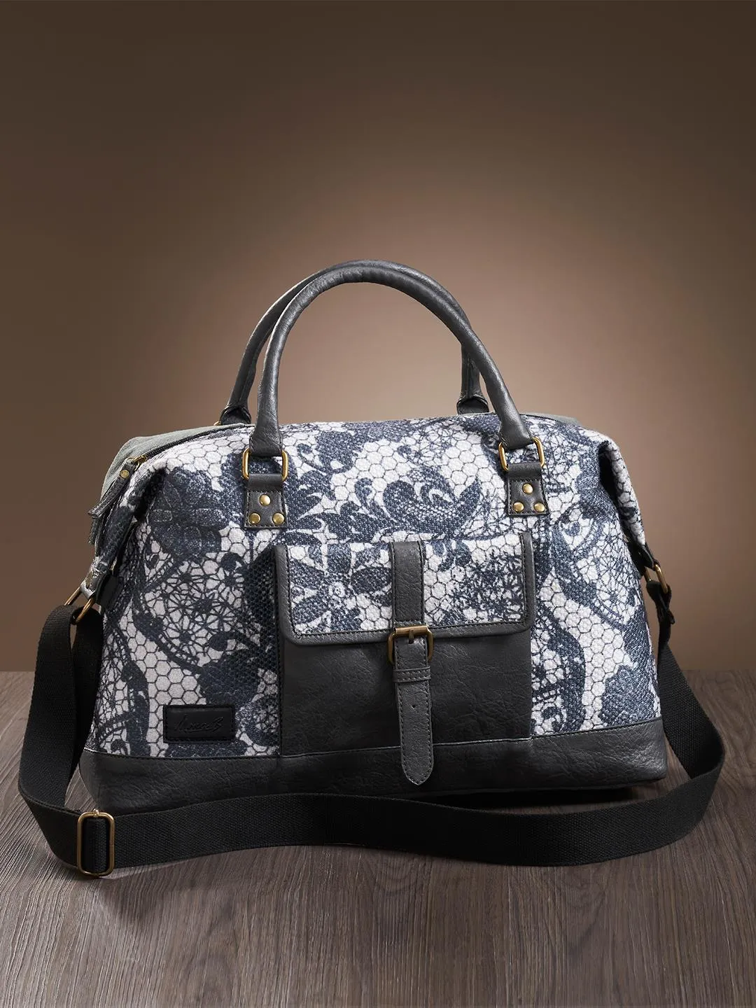 Mona B Large Kilim Inspired Duffel bag for Women Grey