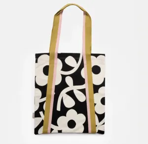 Mono Flower Book Bag - Charcoal
