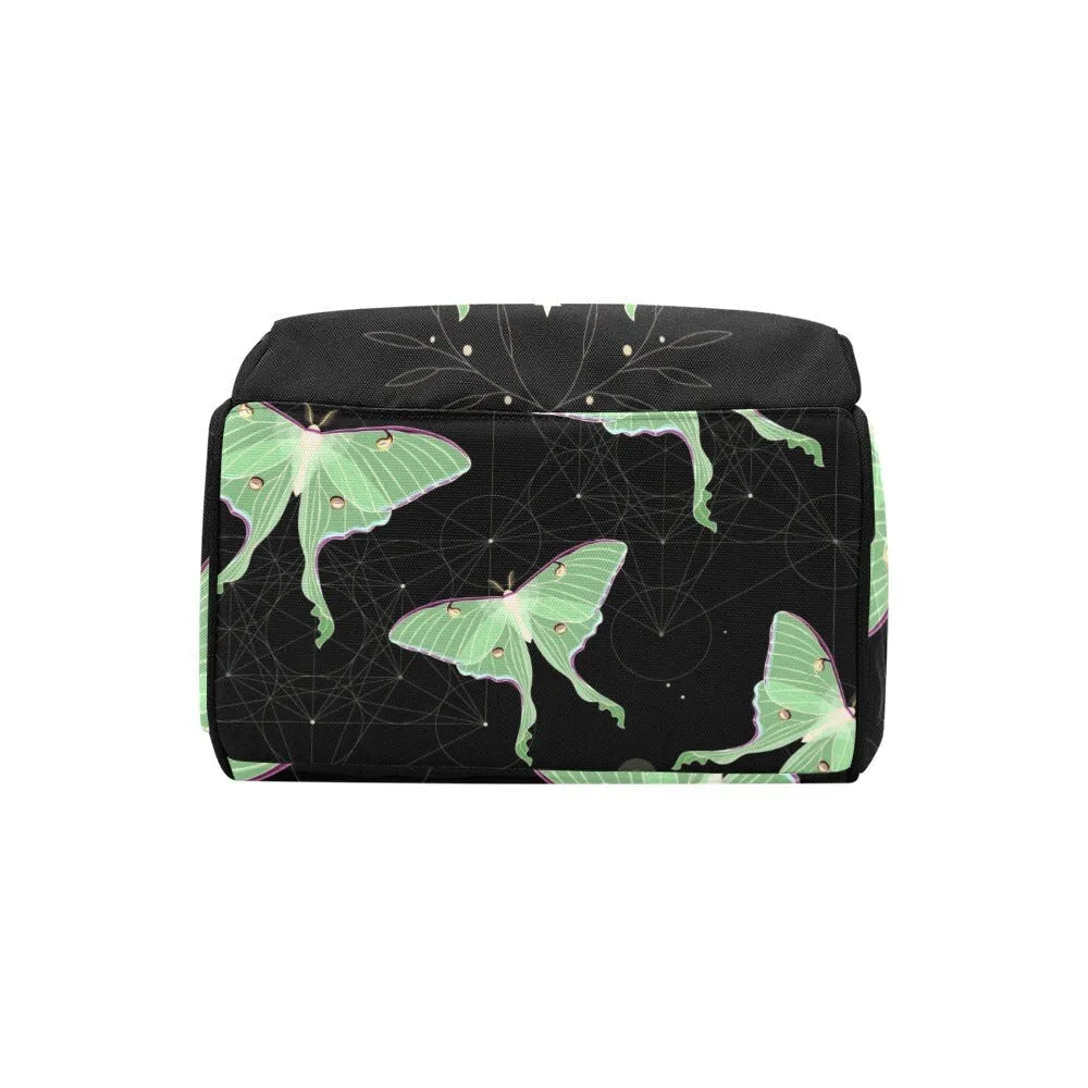 Moth Moon Phase Diaper Bag Back pack, Cute Organized Baby Bag, Witchy Giant Mom Bag, Cute Mommy Diaper Bag, baby packing bag