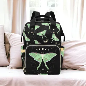 Moth Moon Phase Diaper Bag Back pack, Cute Organized Baby Bag, Witchy Giant Mom Bag, Cute Mommy Diaper Bag, baby packing bag
