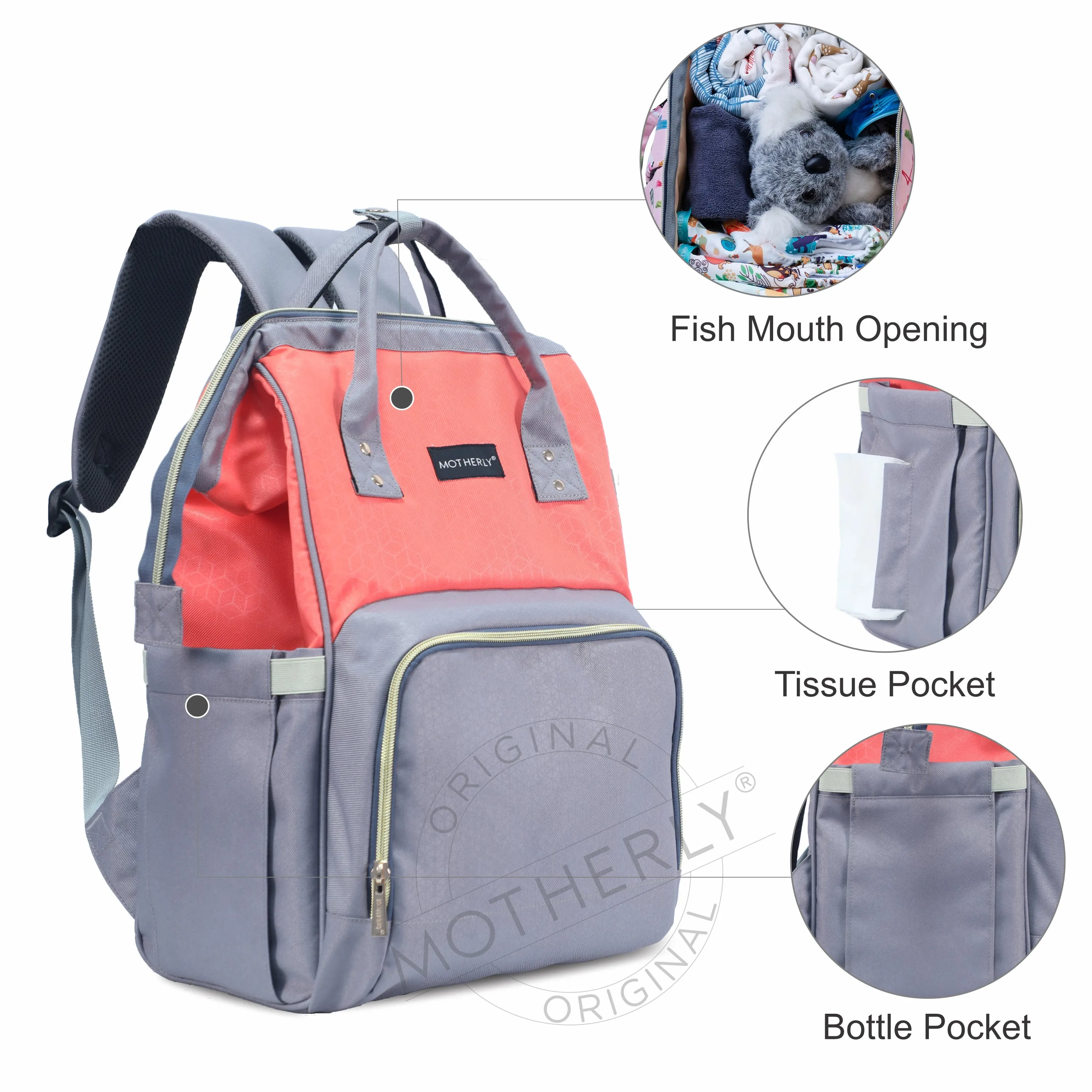 Motherly 18 liter Stylish Babies Diaper Bags for Mothers |6 Month Warranty