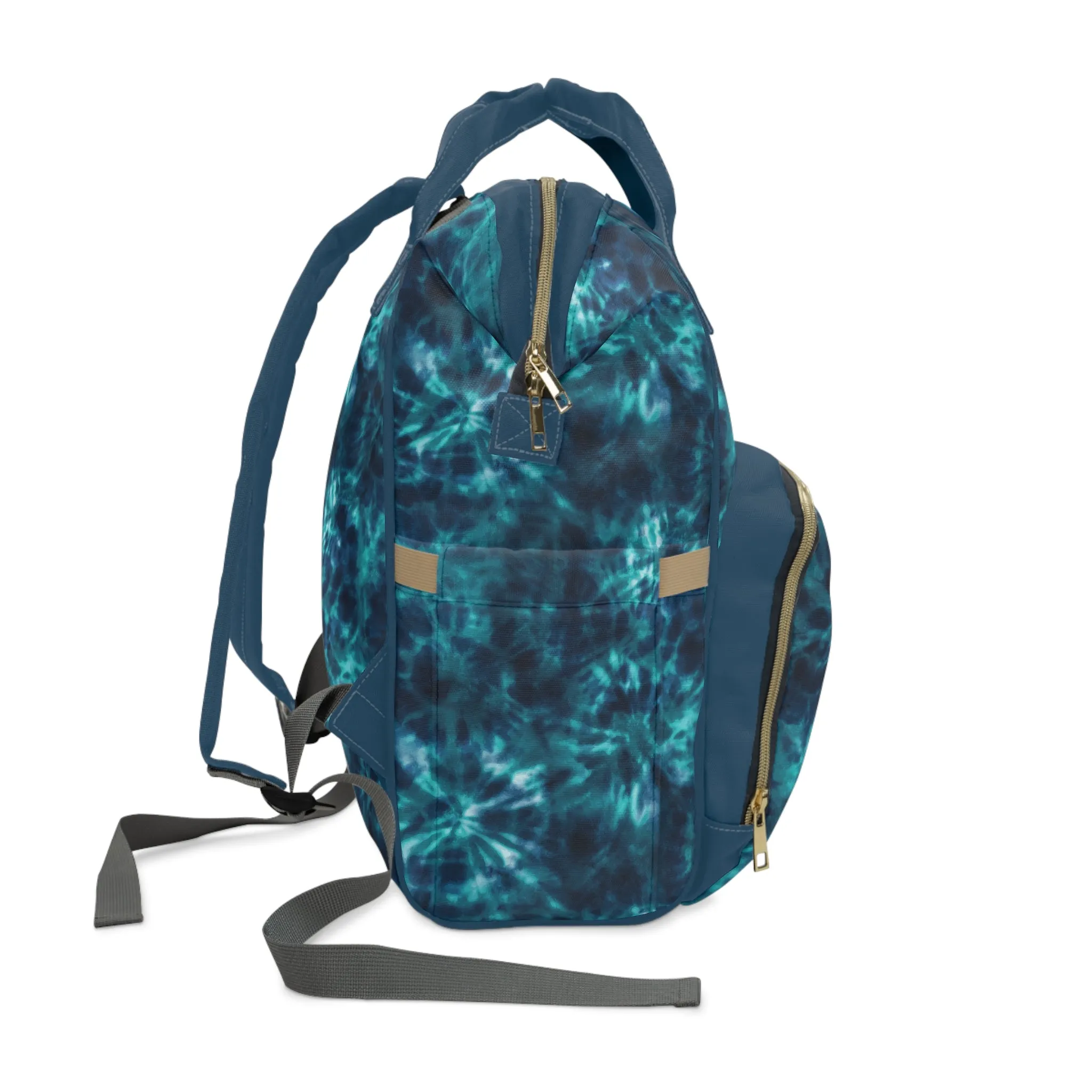 Multifunctional Tie-Dye Diaper Backpack - Lightweight Nylon Baby Bag with Adjustable Straps