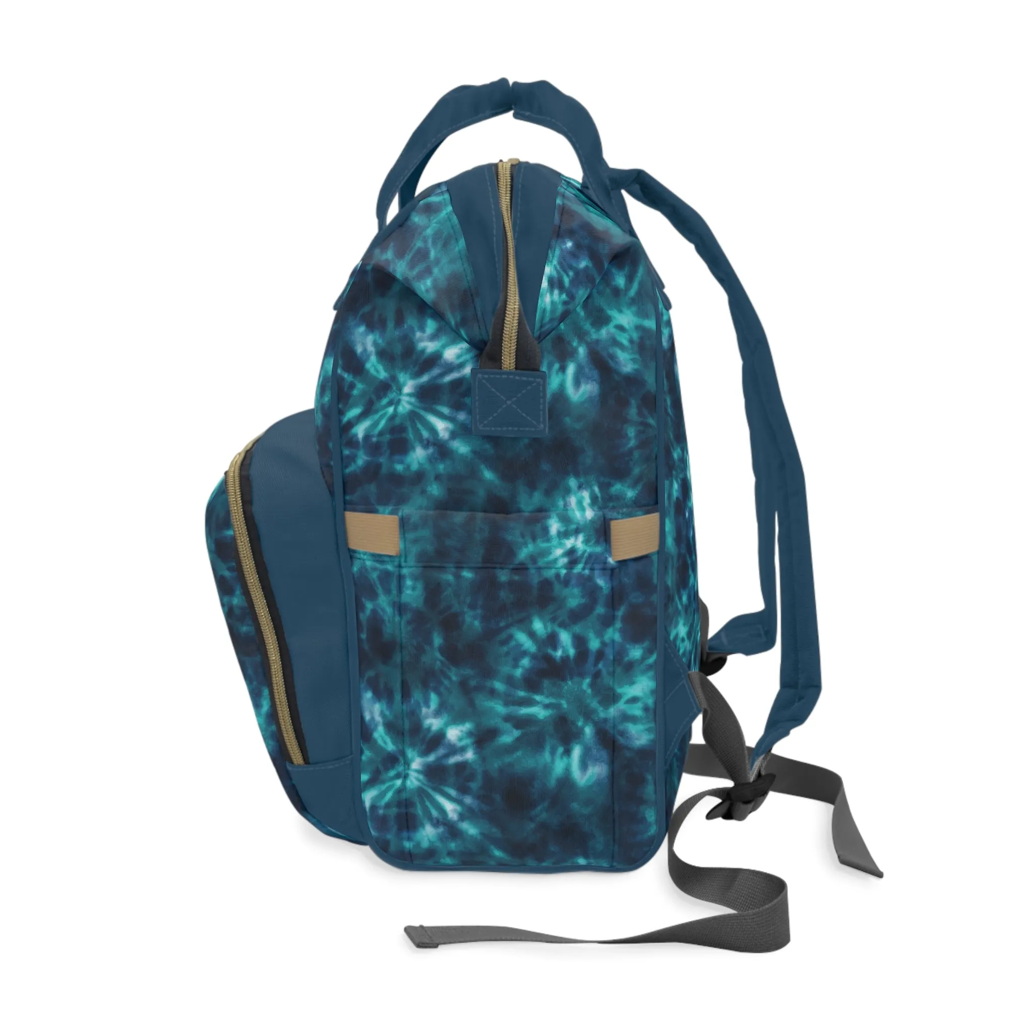 Multifunctional Tie-Dye Diaper Backpack - Lightweight Nylon Baby Bag with Adjustable Straps