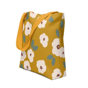 Mustard Large Floral Tote Bag