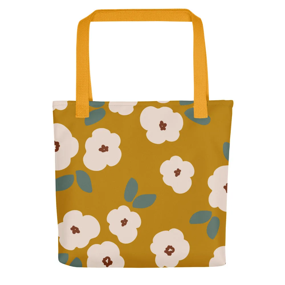 Mustard Large Floral Tote Bag