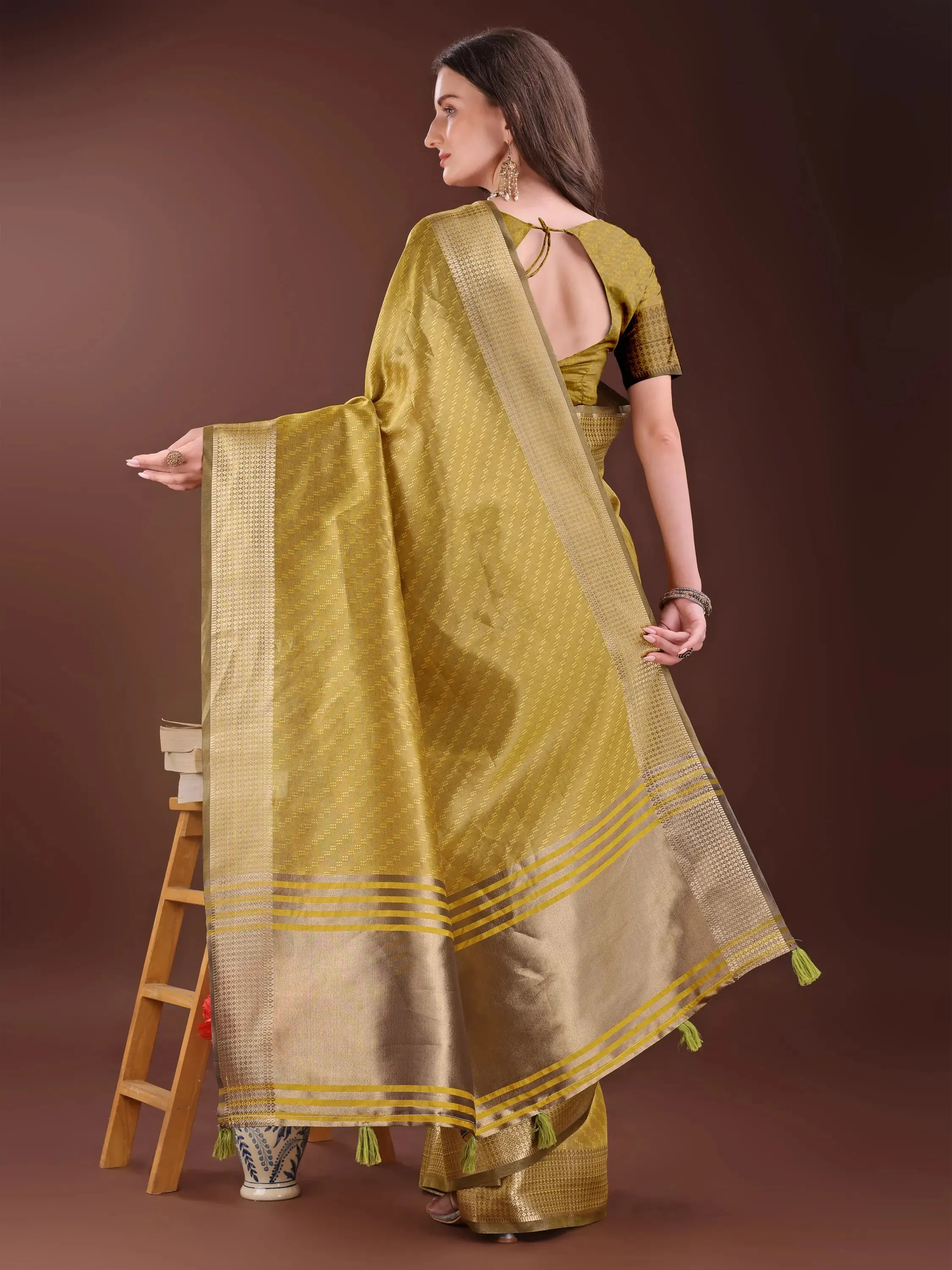 Mustard Yellow Organza Saree