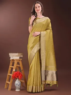 Mustard Yellow Organza Saree