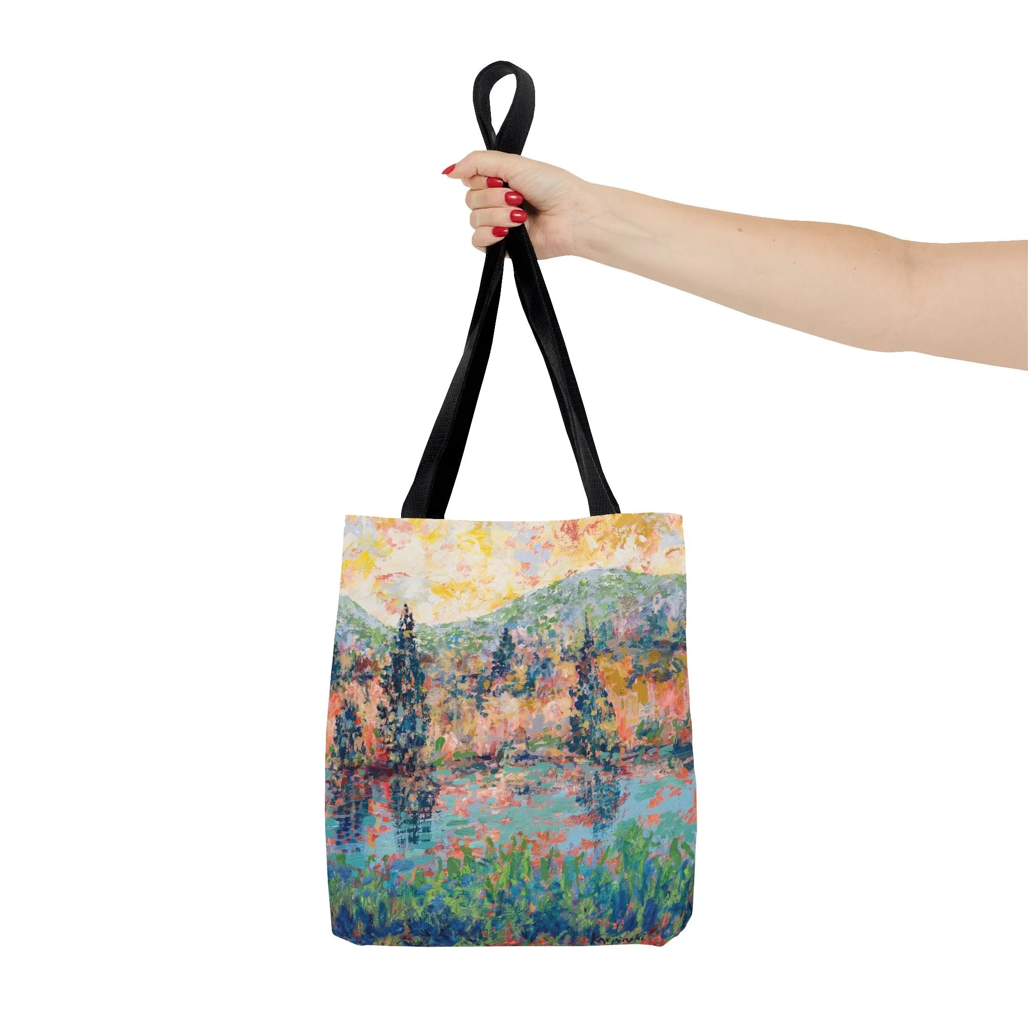 Nature Landscape Art Tote Bag Canvas Shopping Bag - The River People Leslie Karpinski