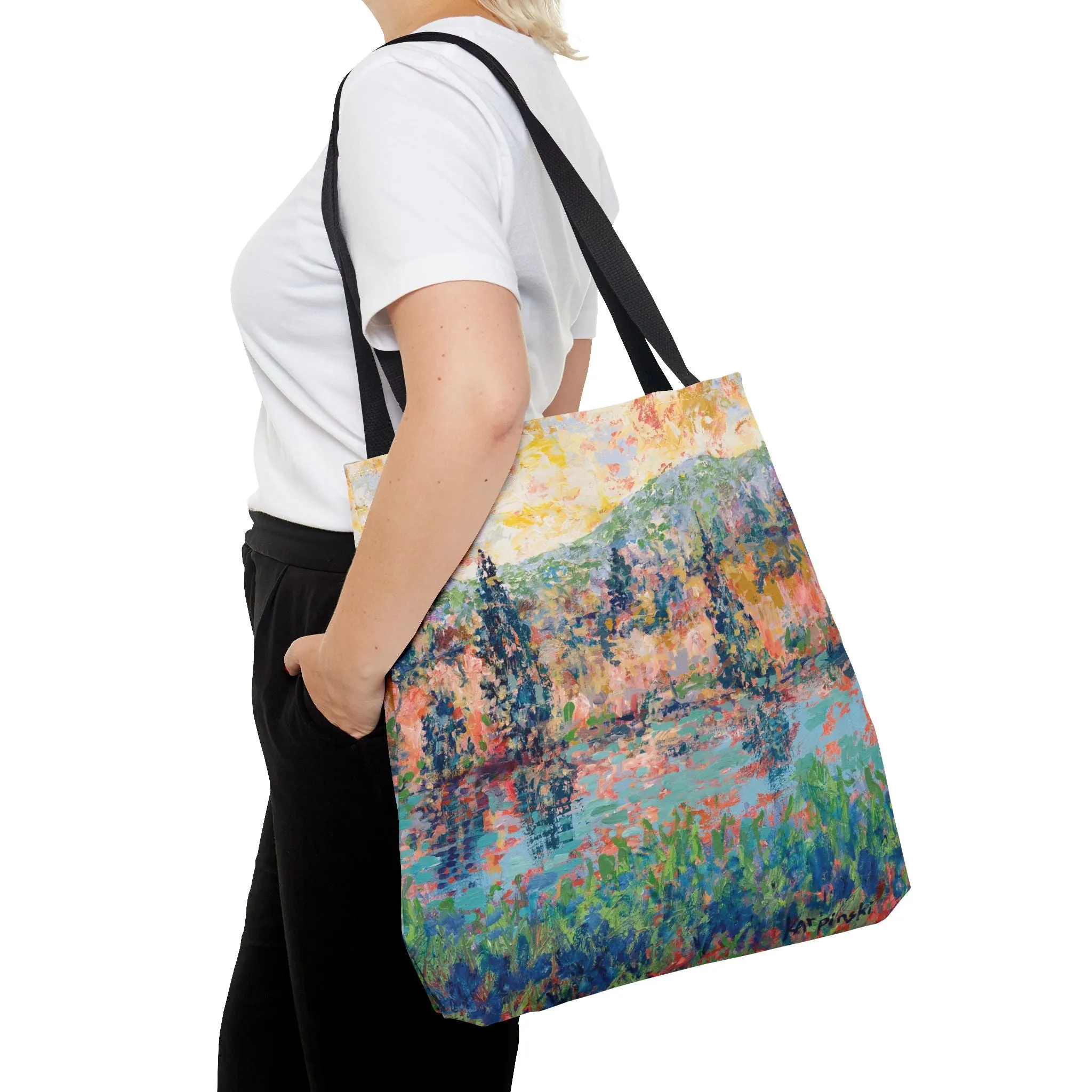 Nature Landscape Art Tote Bag Canvas Shopping Bag - The River People Leslie Karpinski