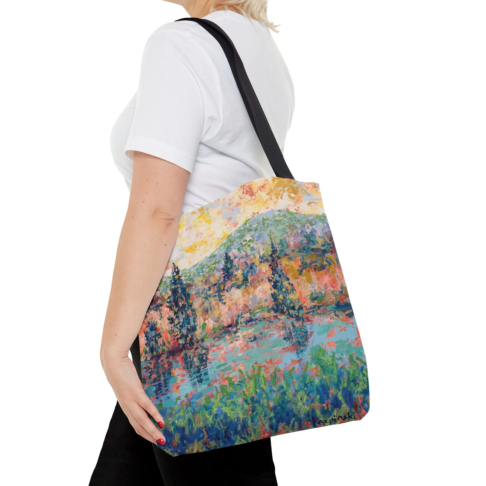 Nature Landscape Art Tote Bag Canvas Shopping Bag - The River People Leslie Karpinski
