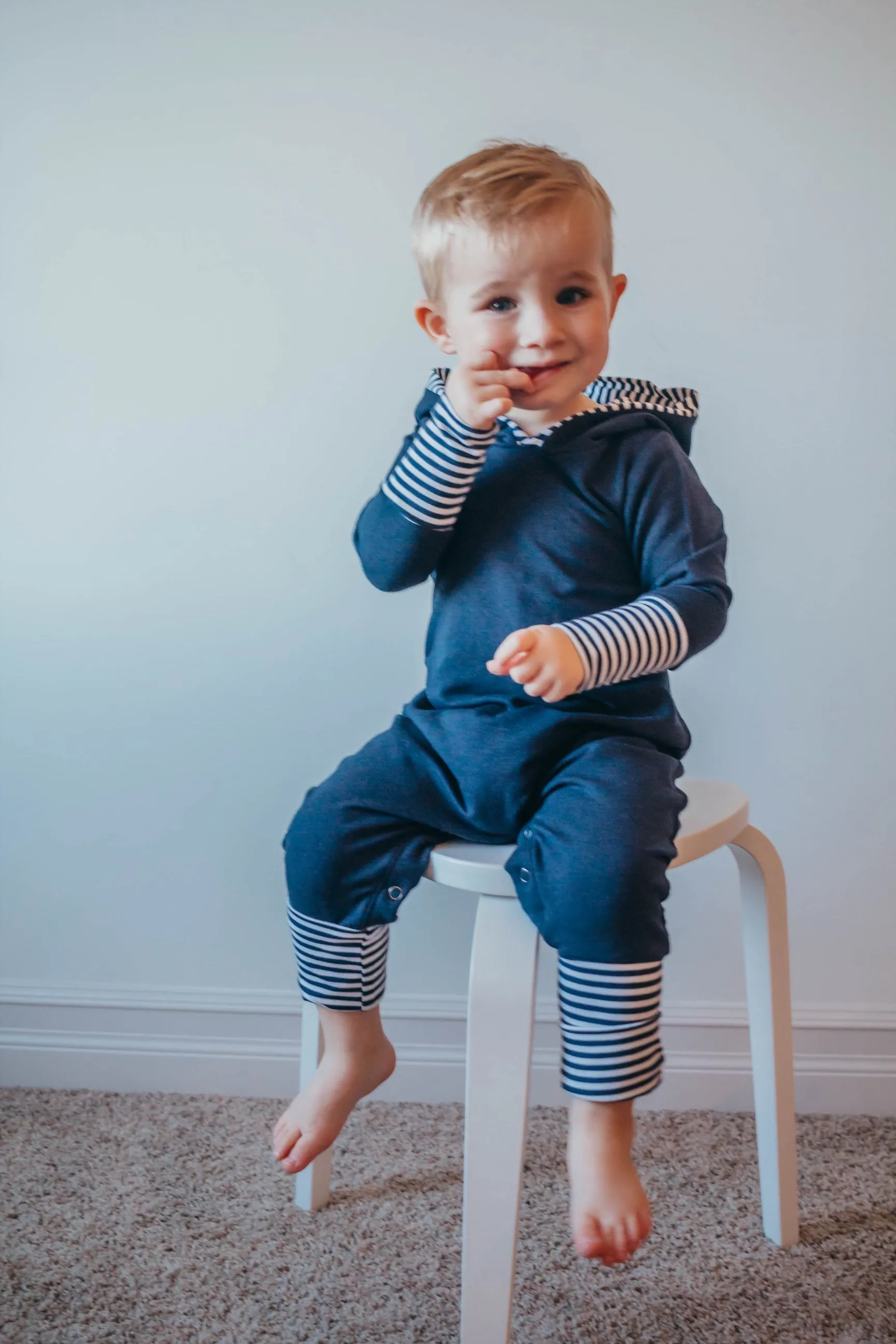 Navy Bamboo Romper