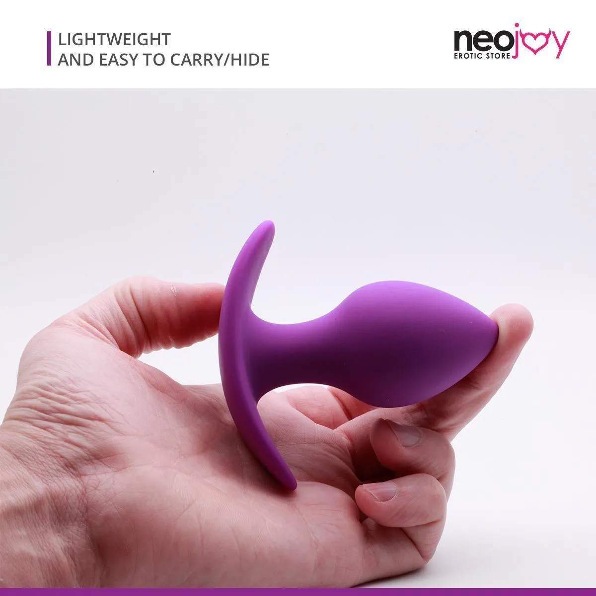 Neojoy Classic Butt Plug Silicone Purple with Rounded Base - 3.4 Inch - 8.5 cm