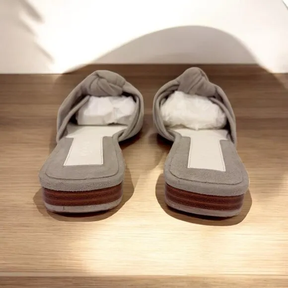 NEW Jaggar Dove Gray Knot Suede Flat Pointy Toe Mule