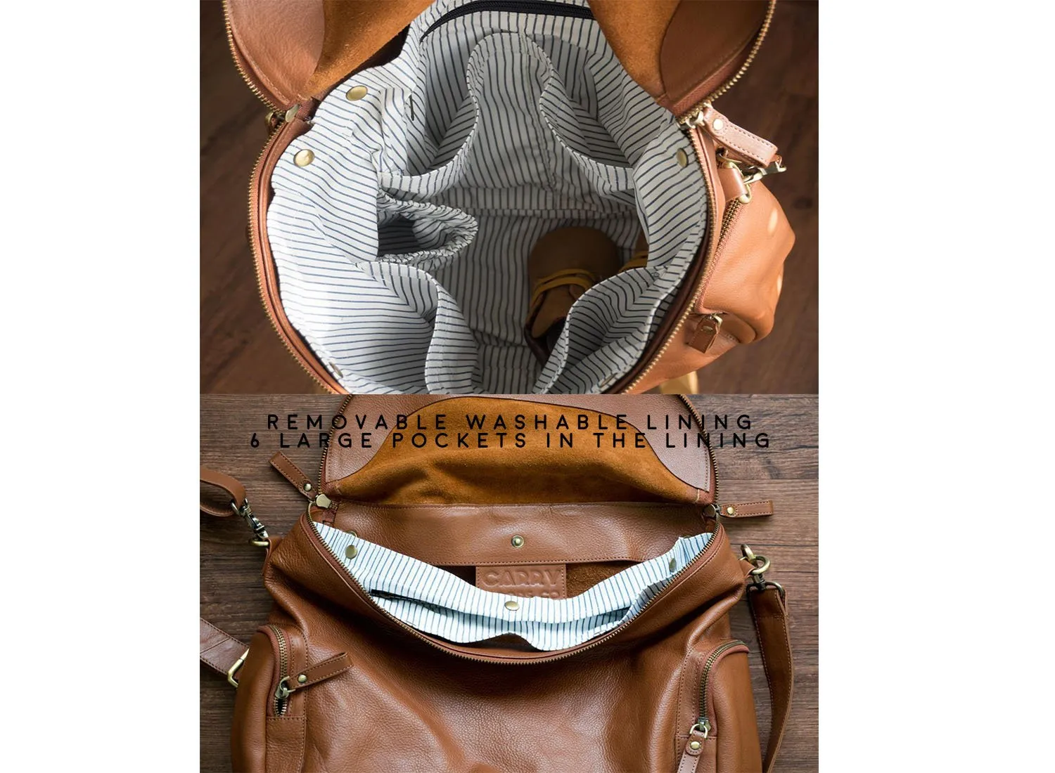 Noa Leather Bucket Backpack in Tan Brown