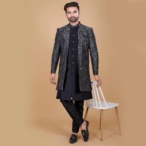 Nocturnal  Black Indo-Western Kurta with Designer Jacket