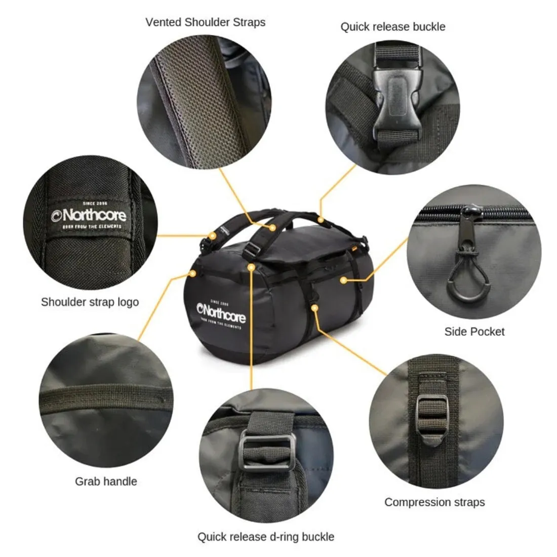 Northcore 85L Duffel Bag - Black