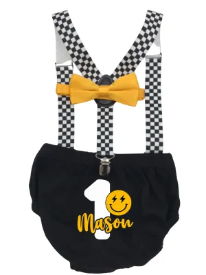 One Happy Dude Cake Smash Baby Boy Personalized Outfit Set