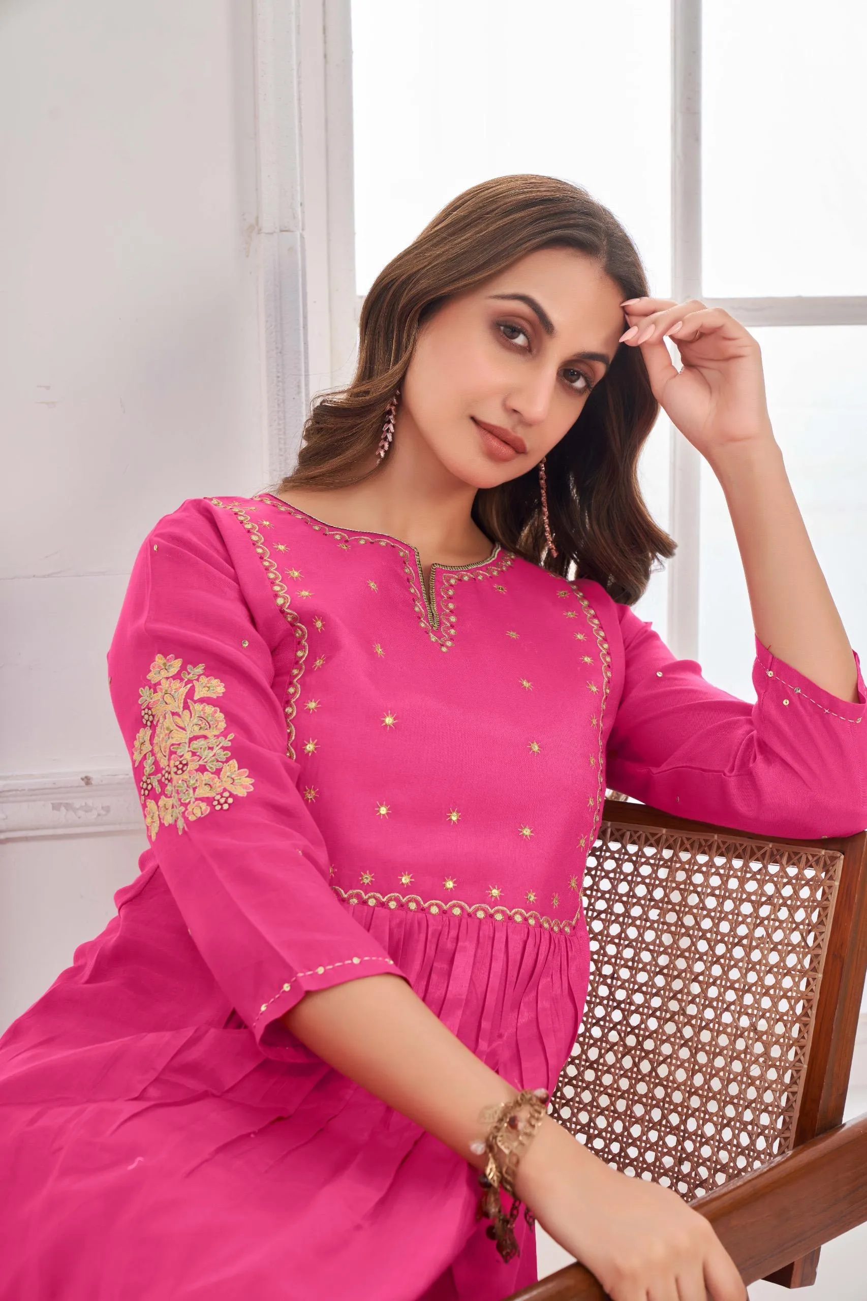Orange Kurta Set with Hand Pitta Work
