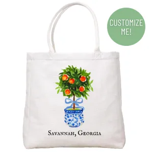 Orange Topiary Tote Bag