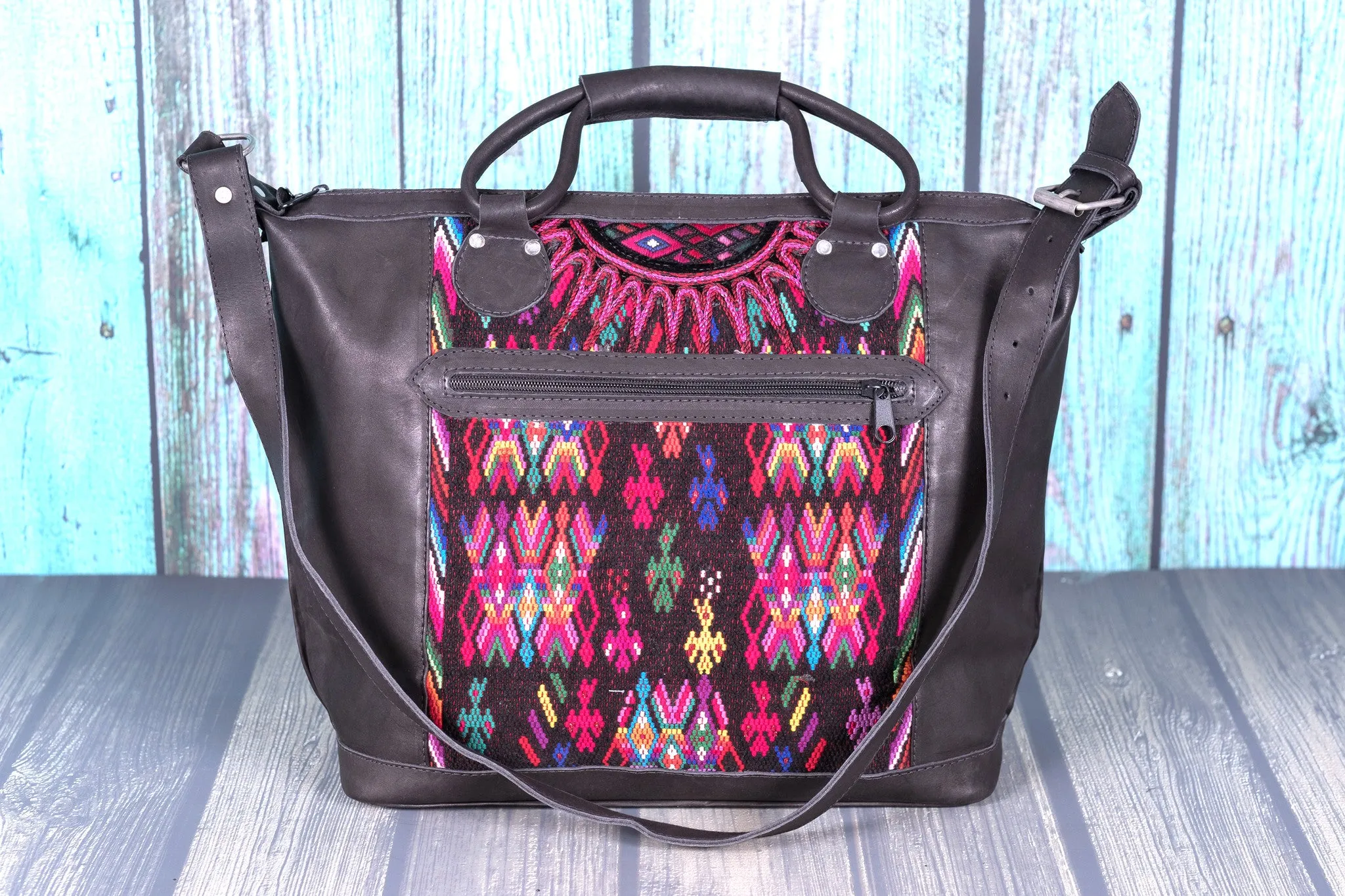 Overnighter Tote Bag Cross Body Purse Diaper Bag black leather