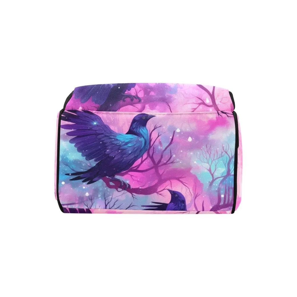 Pastel Crow Diaper Bag Back pack, Organized Baby Bag, Witchy Raven Giant Mom Bag, Mommy Diaper Bag, Goth Mom baby packing bag