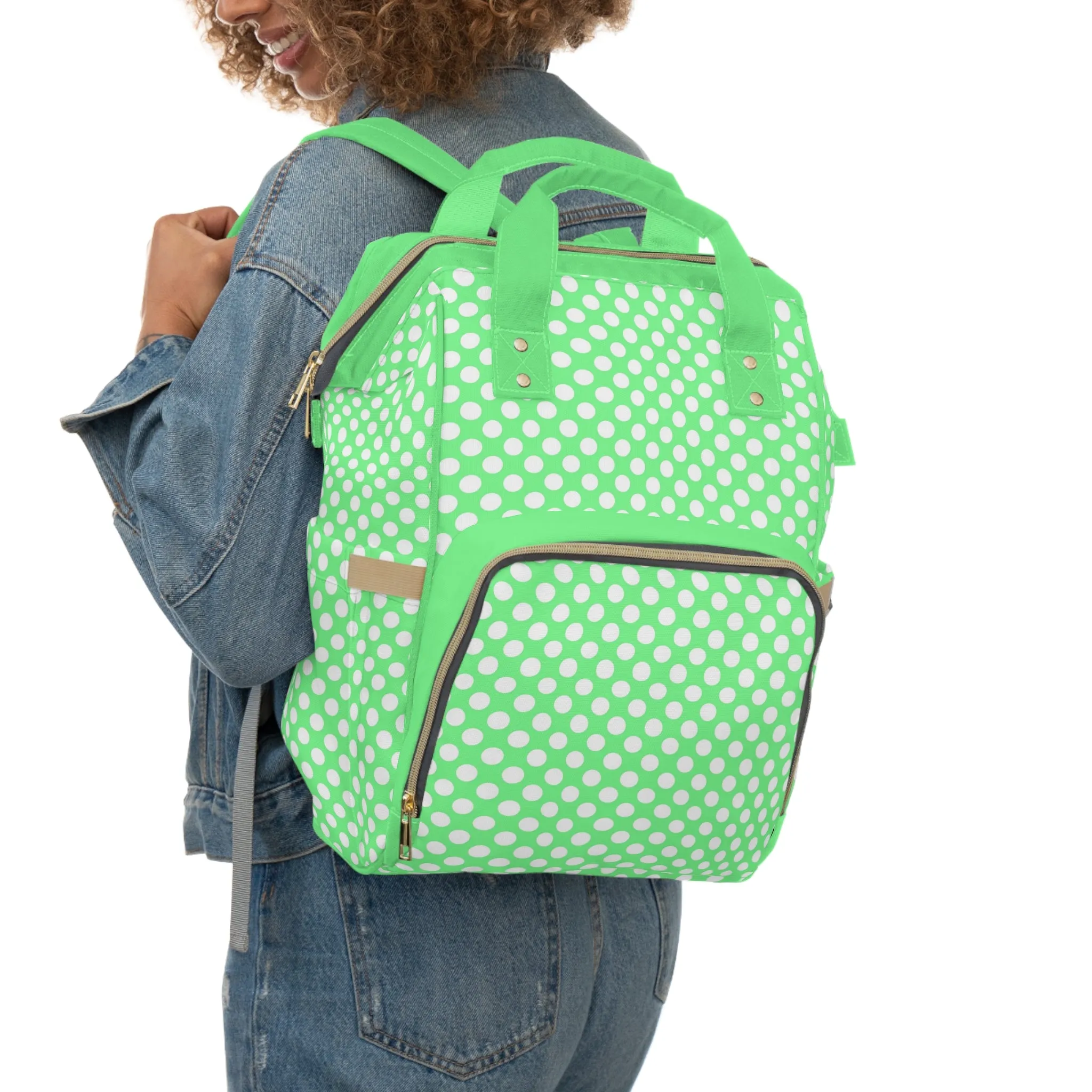 Pastel Polka Dot Diaper Backpack - Stylish & Multifunctional Baby Bag with Polka Dot Patterns, Perfect for Trendy Parents