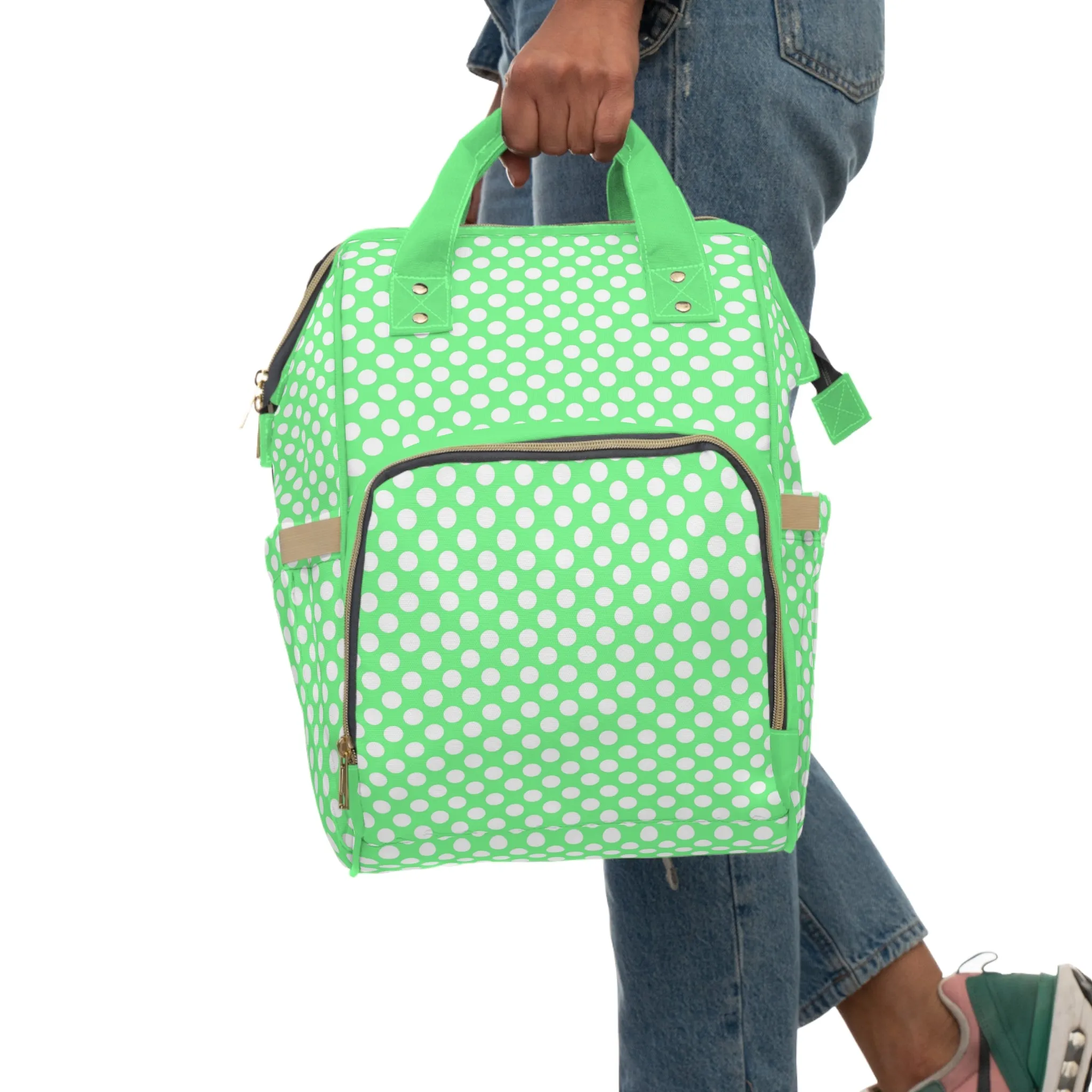 Pastel Polka Dot Diaper Backpack - Stylish & Multifunctional Baby Bag with Polka Dot Patterns, Perfect for Trendy Parents