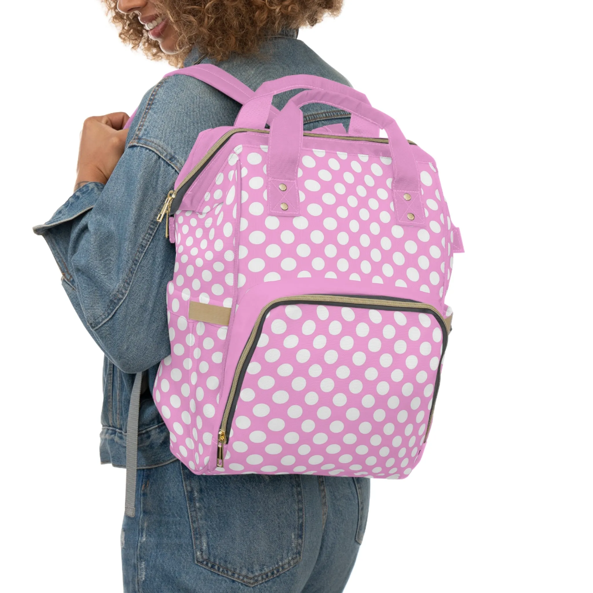 Pastel Polka Dot Diaper Backpack - Stylish & Multifunctional Baby Bag with Polka Dot Patterns, Perfect for Trendy Parents