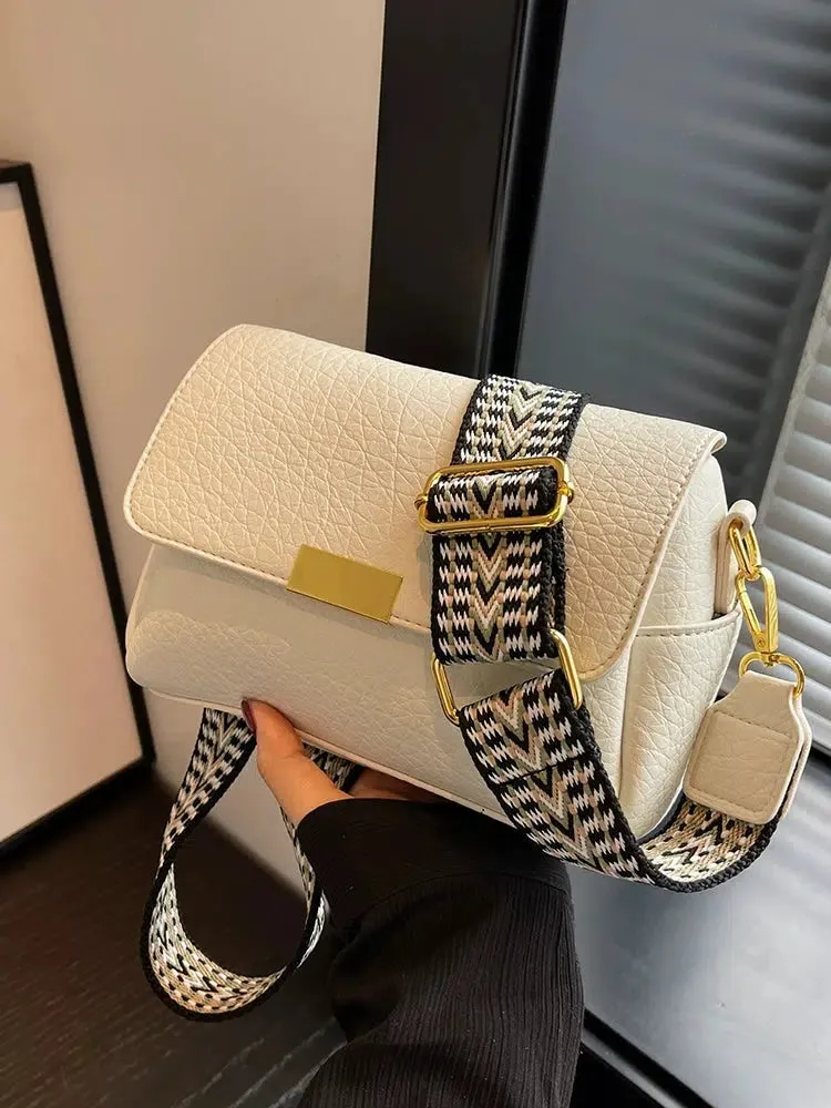 Patterned Strap Textured Square Bag