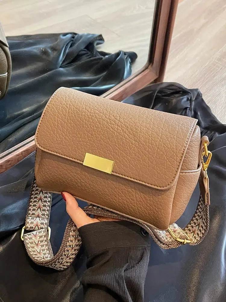 Patterned Strap Textured Square Bag