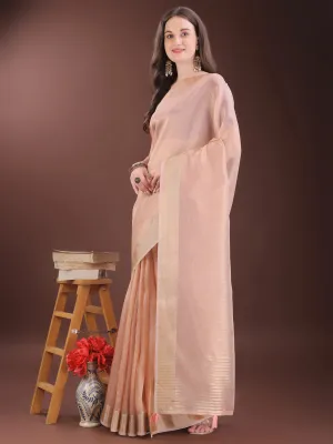 Peach Organza Saree
