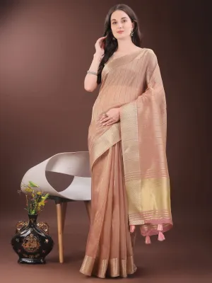 Peach Organza Saree