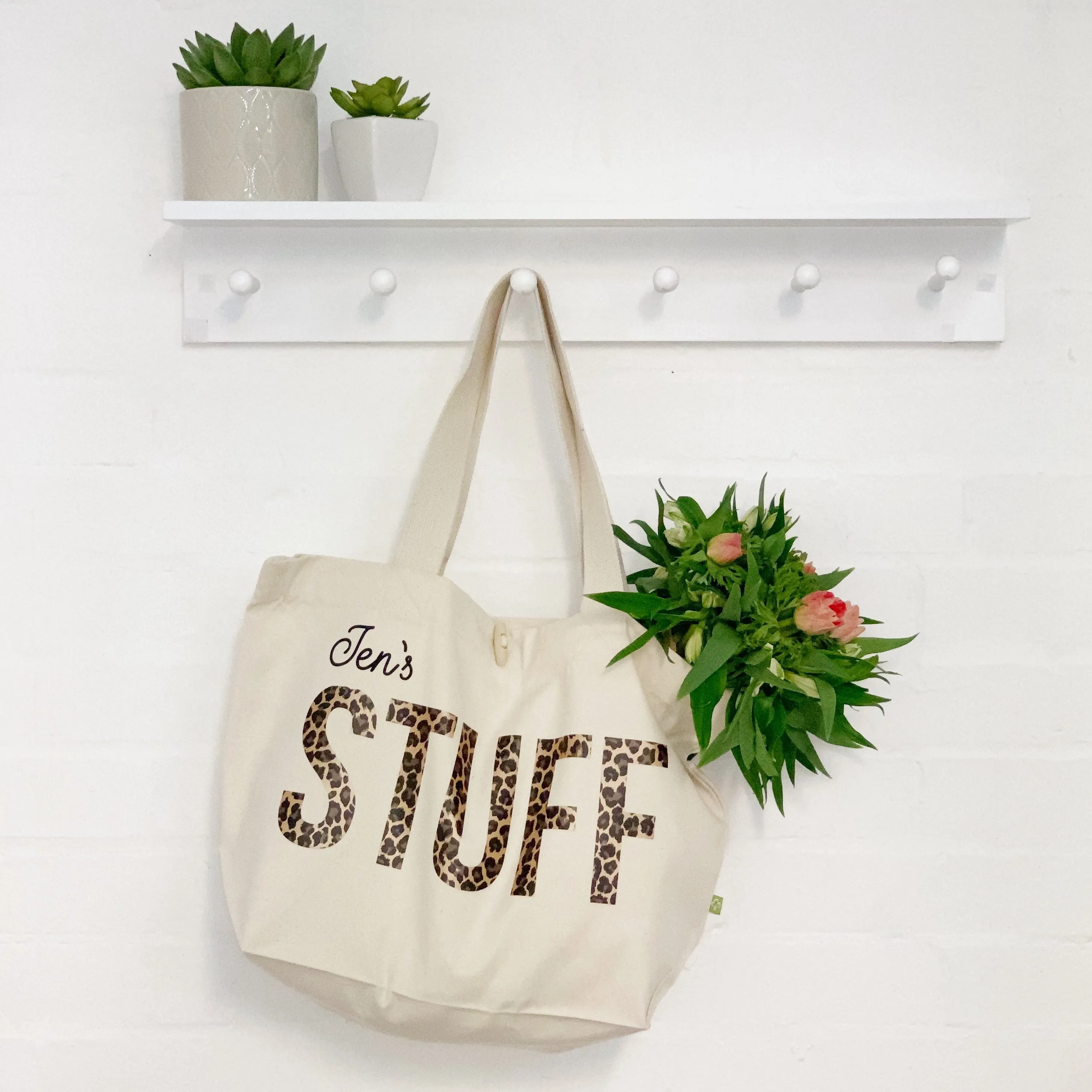 Personalised Animal Print Organic Cotton Bag