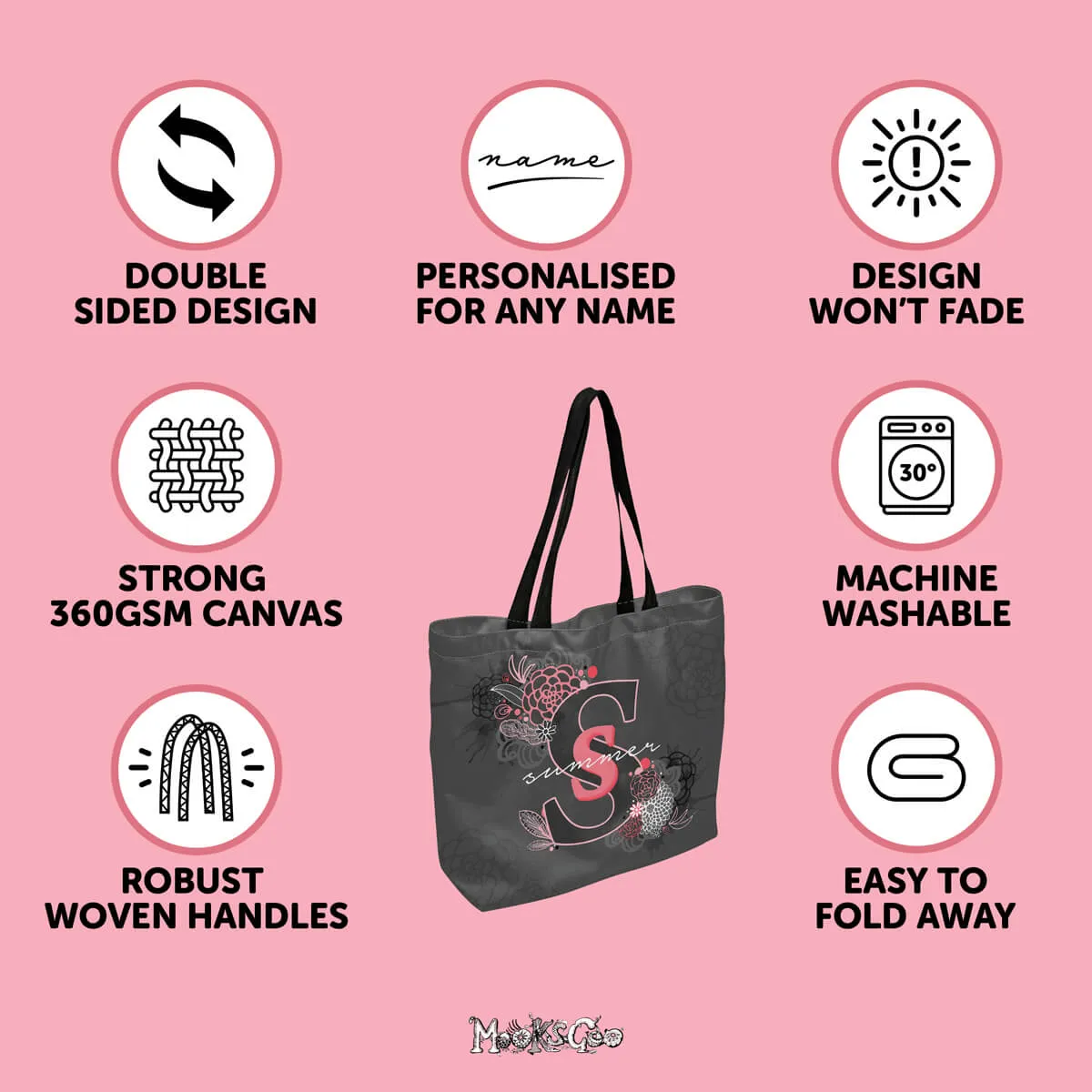 Personalised Floral Name Tote Bag