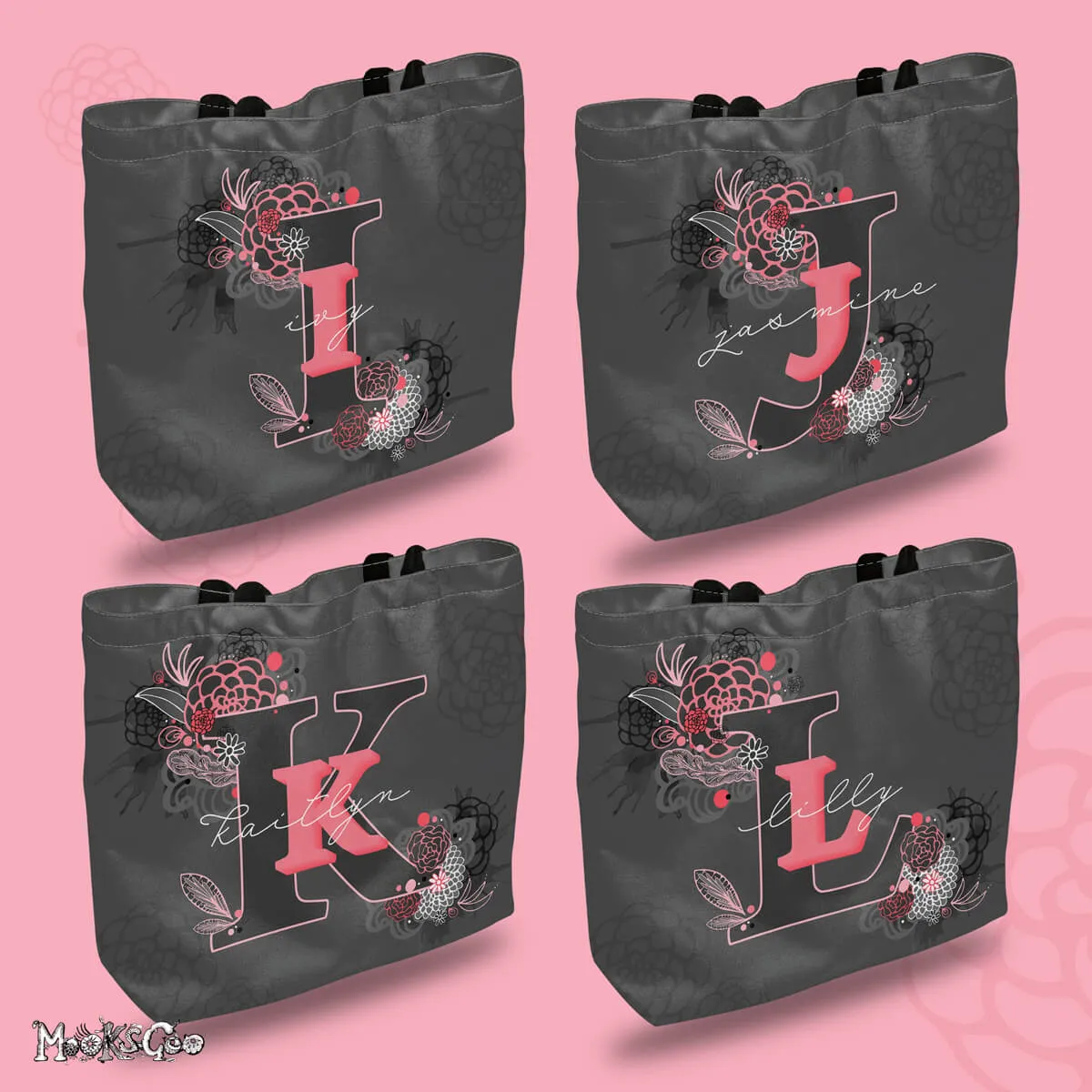 Personalised Floral Name Tote Bag