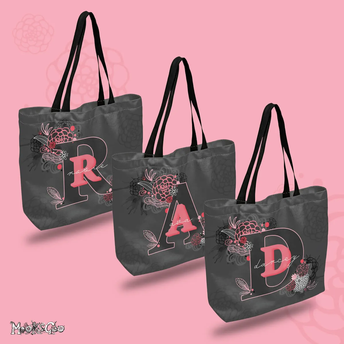 Personalised Floral Name Tote Bag