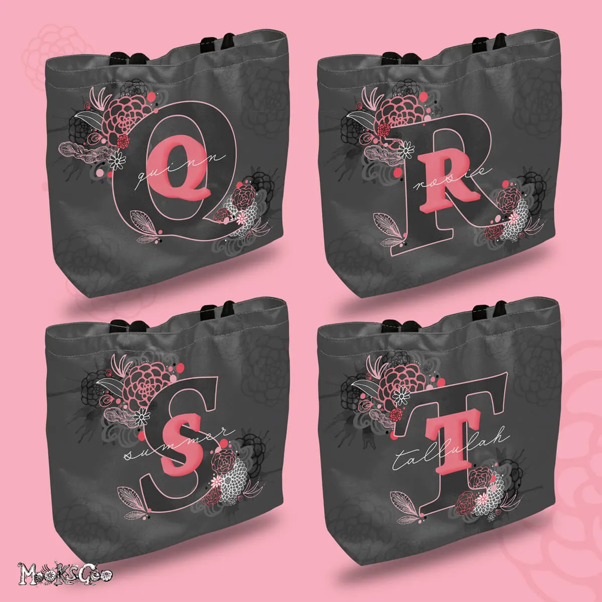 Personalised Floral Name Tote Bag