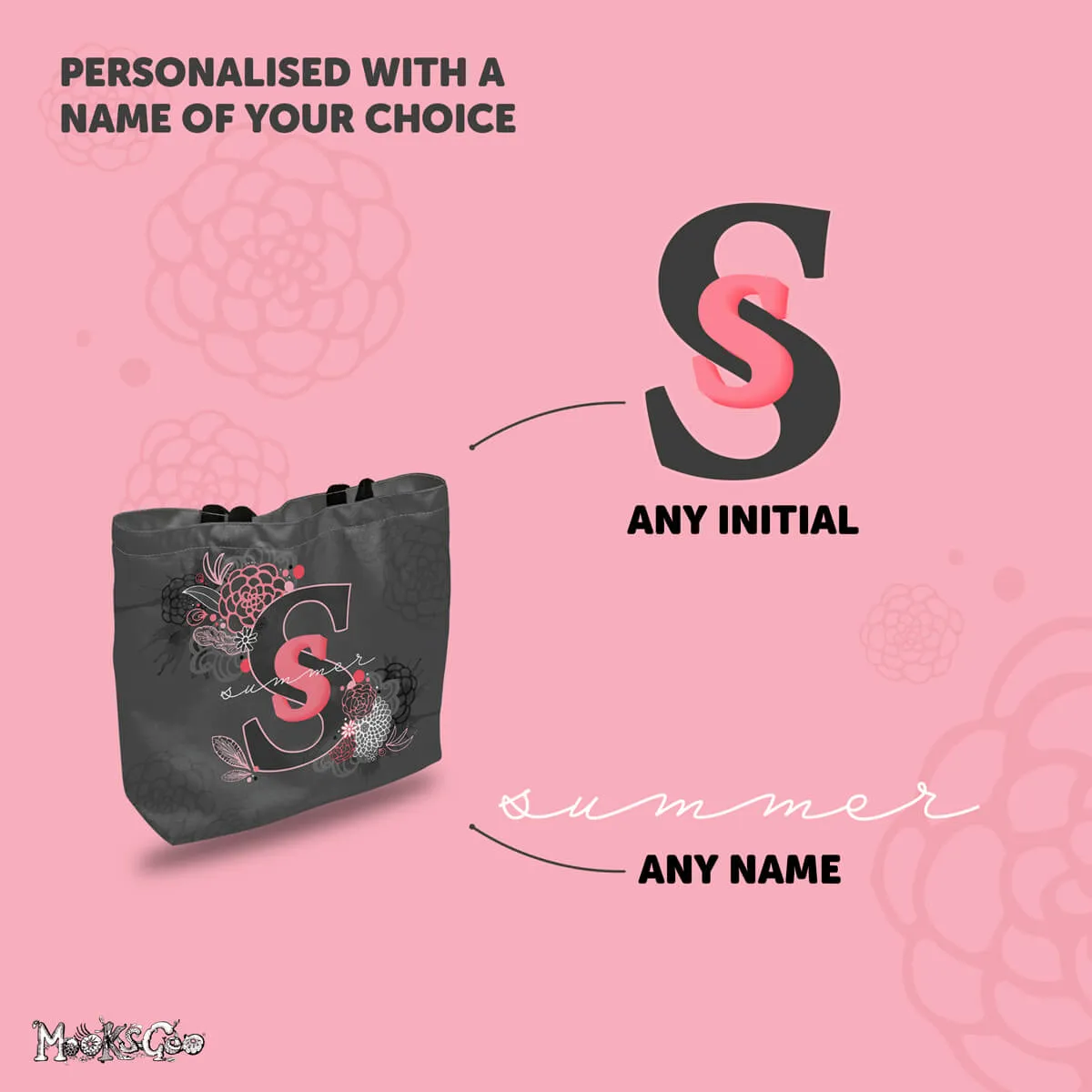 Personalised Floral Name Tote Bag