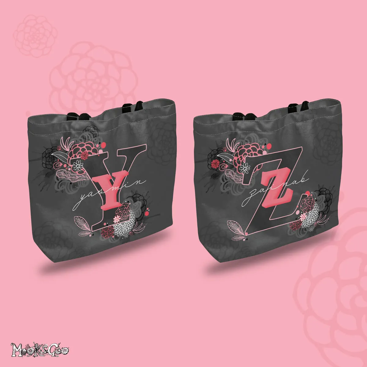 Personalised Floral Name Tote Bag