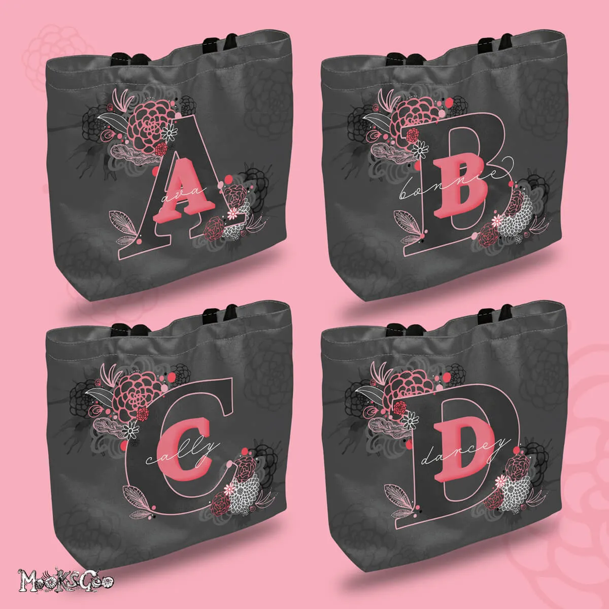 Personalised Floral Name Tote Bag
