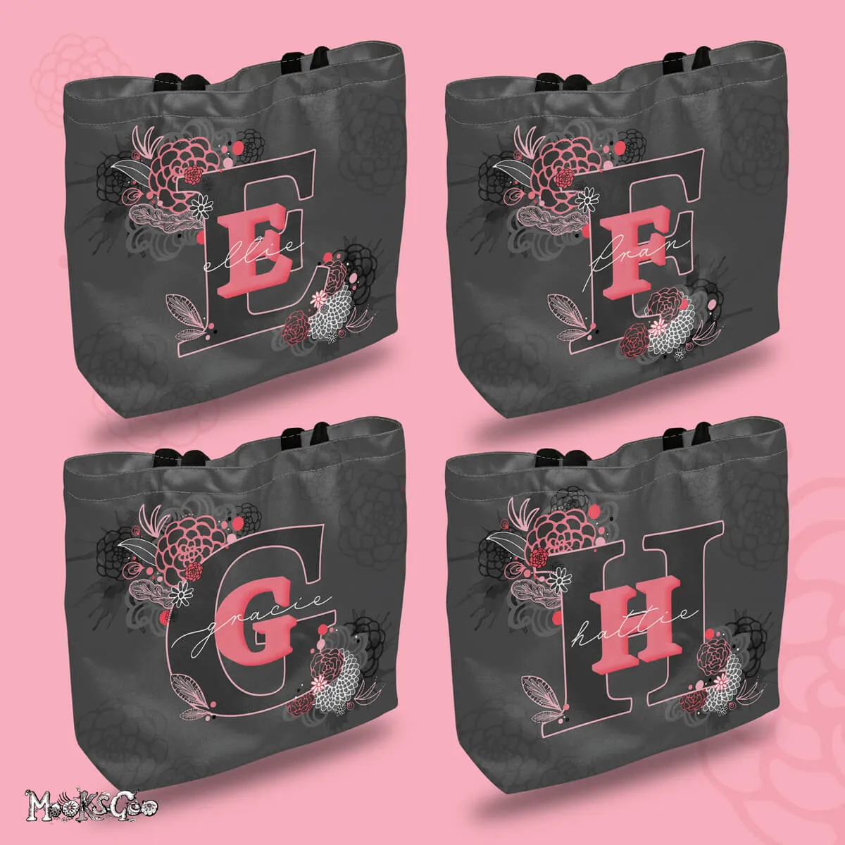 Personalised Floral Name Tote Bag