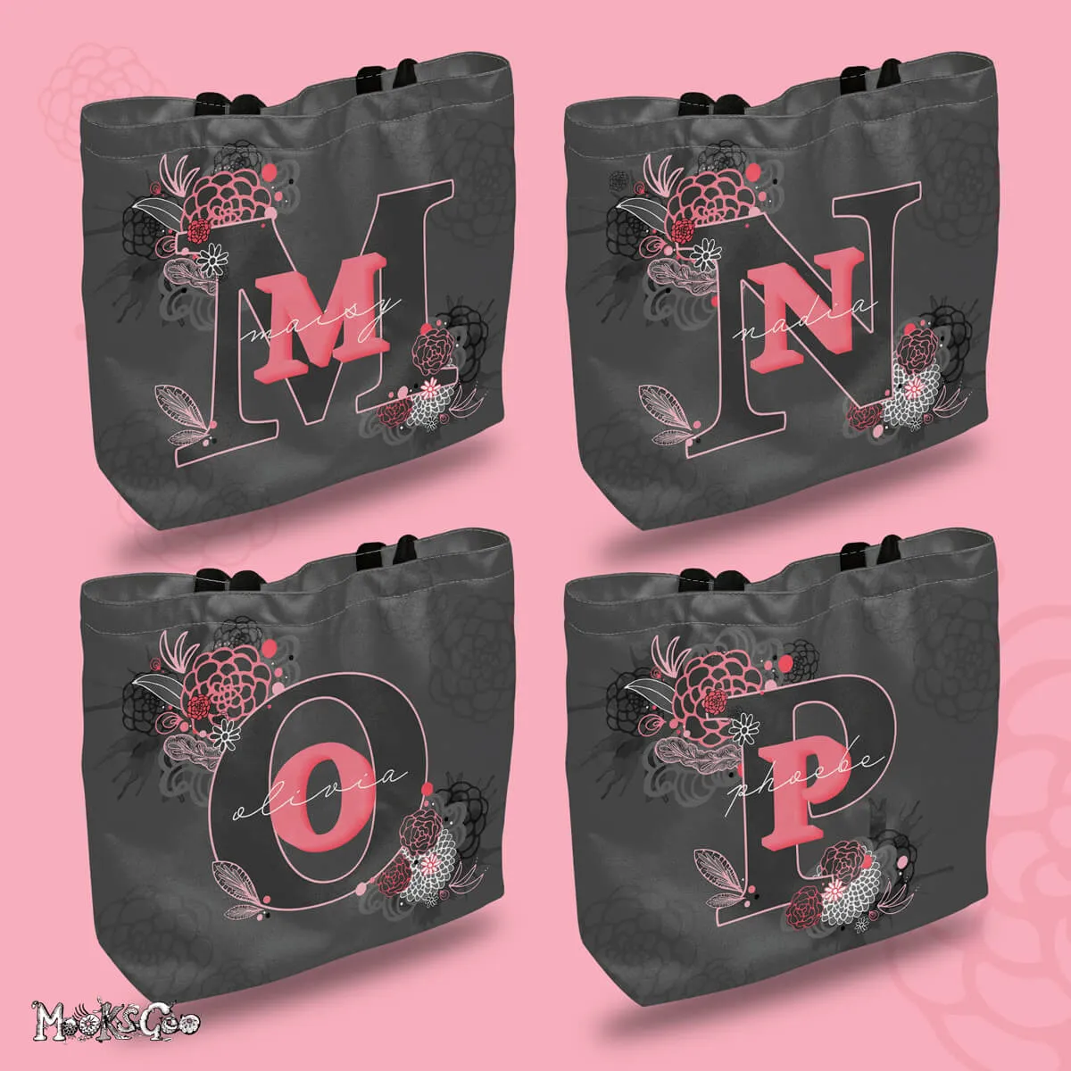 Personalised Floral Name Tote Bag
