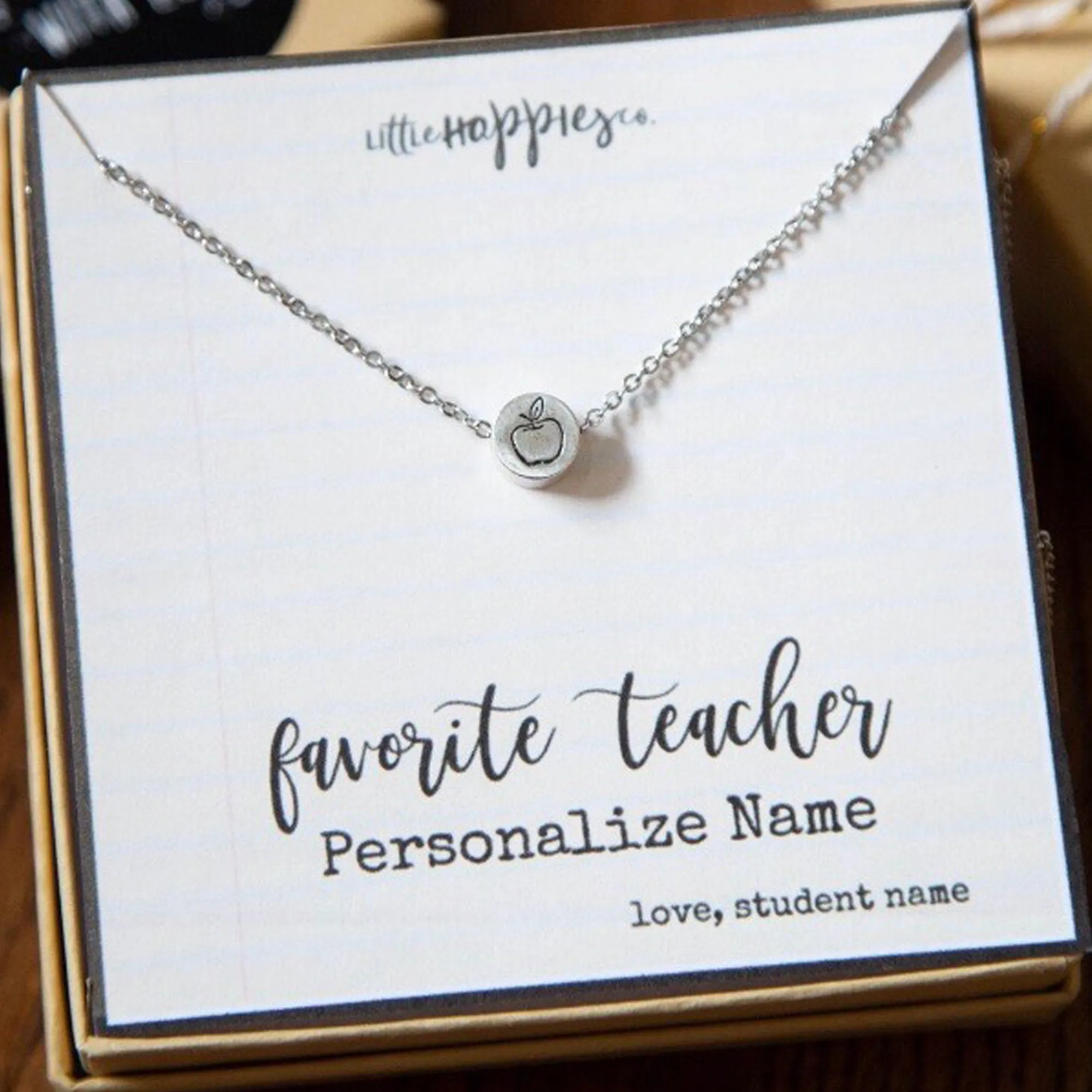 Personalized teacher gift, Apple necklace, Gift for teacher from student, Gift for teacher, Teacher apple necklace, Teacher appreciation