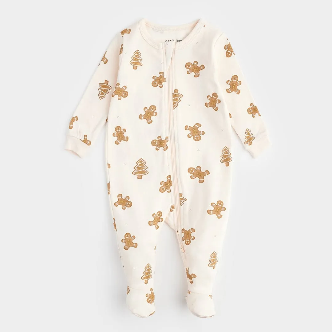 Petit Lem Zipper Sleeper - Gingerbread on Peony