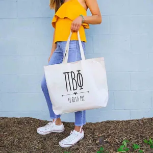 Pi Beta Phi Stylized Sorority Greek Letters Printed Canvas Bag
