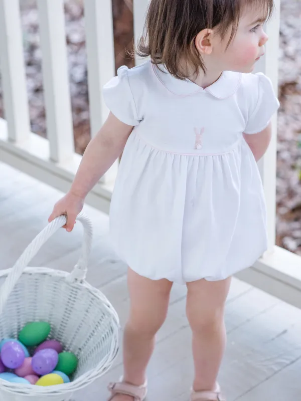 Pink Bunny Pima Bubble | White/Lt Pink
