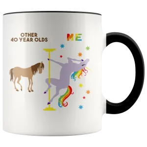 Pole Dancing Unicorn Mug 40th Birthday Gift For Women 40 And Fabulous Mug Birthday Gifts 40th Bday Coffee Cup